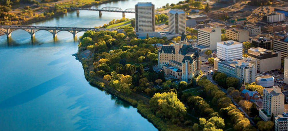 <a href="http://www.tourismsaskatoon.com/">Courtesy of Tourism Saskatoon.</a> Saskatoon's riverfront area is popular for locals and visitors staying at Saskatoon hotels who want to walk, paddle and people watch.  